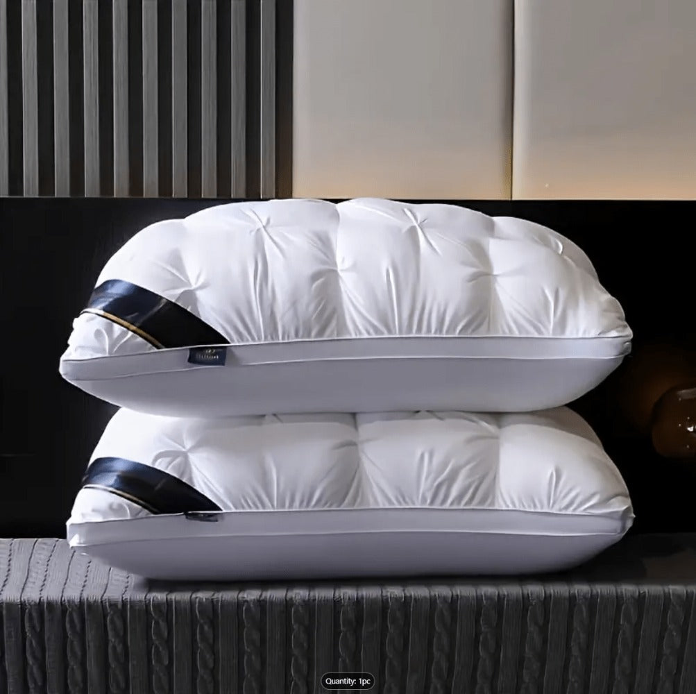 Hotel Quality Pillow Soft Polyester Fiber Deep Sleep Neck Support – No Collapse All Season Machine Washable Satin Cover Zipper Closure White