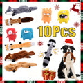 No Stuffing Dog Toys 10 Pack – Durable Crinkle Squeaky Plush Toys for Small Medium Large Dogs, Teething-Friendly for Aggressive Chewers