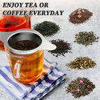 Stainless Steel Tea Strainer Set of 4 with Lid, Fine Mesh Tea Infuser with Dual Handles for Loose Leaf Tea