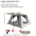 Camping Tent 4-6 Person Automatic White Shelter with Four-Sided Ventilation and Zipper Entry