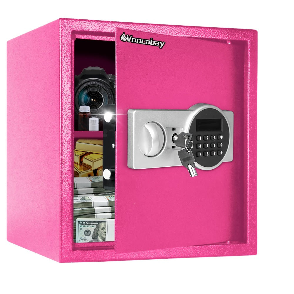 Home Security Safe Box with Sensor Light & Fireproof Bag, Digital Keypad Lock Box with Backup Keys for Cash