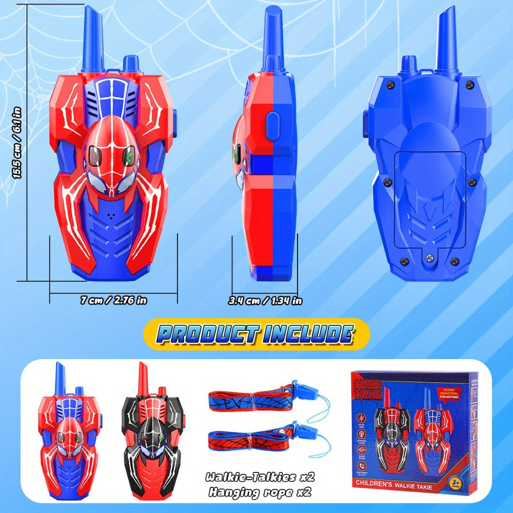 Spider Walkie Talkies for Kids 2-Pack, 2-Way Radio Toy, Grip, Push-to-Talk, Lanyard Hole, Ages 3-12 Boys & Girls