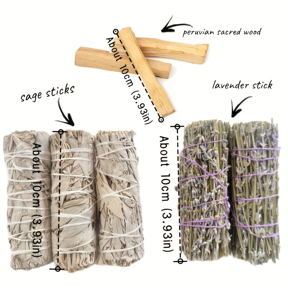 Palo Santo Sticks White Sage Lavender Aromatherapy Incense Set Peruvian Palo Santo for Entryways, Bedrooms and Living Spaces