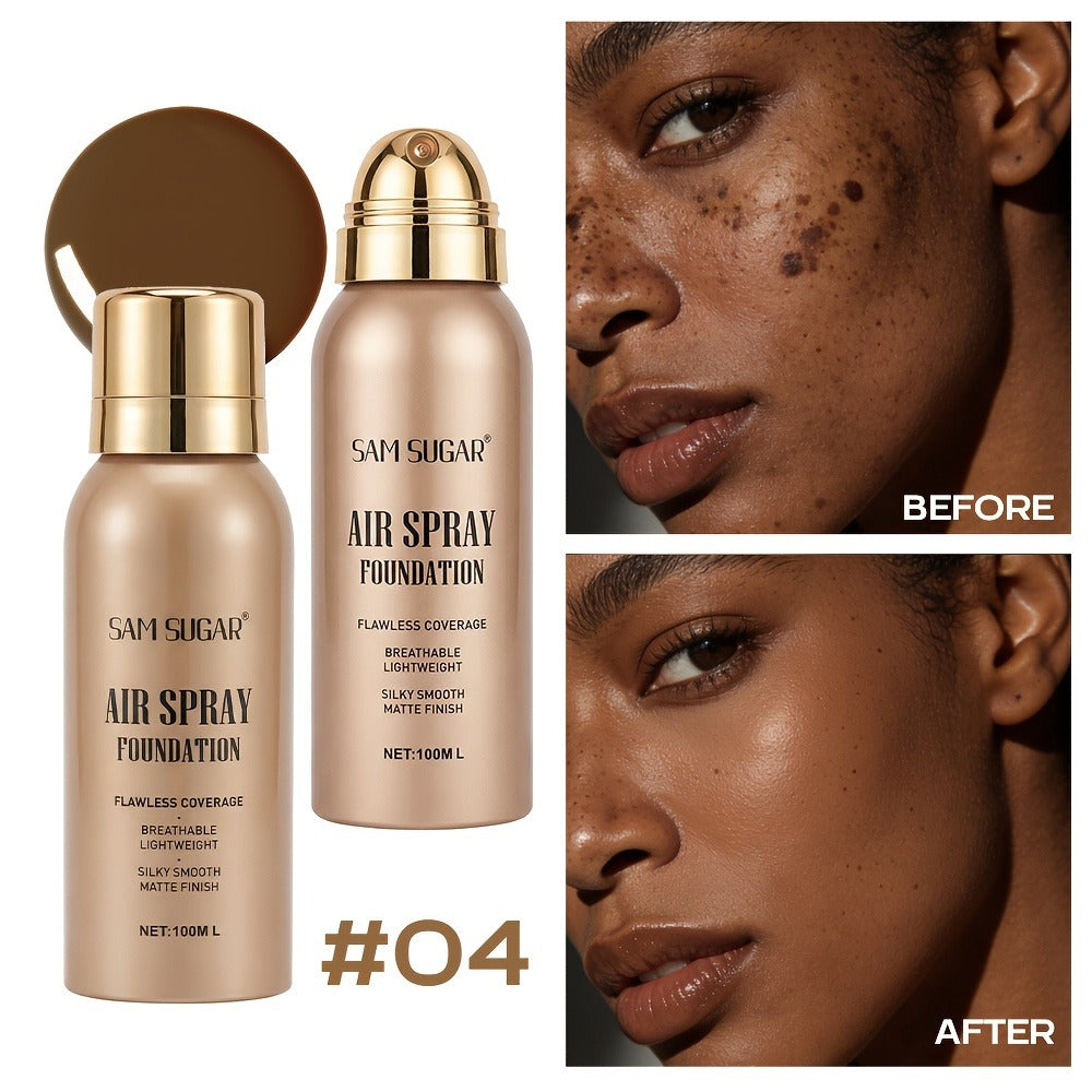 Waterproof Matte Foundation Spray Powder with Brush Set for Women – Sweat-Proof Long-Lasting Full Face Coverage Natural Finish Oil Control