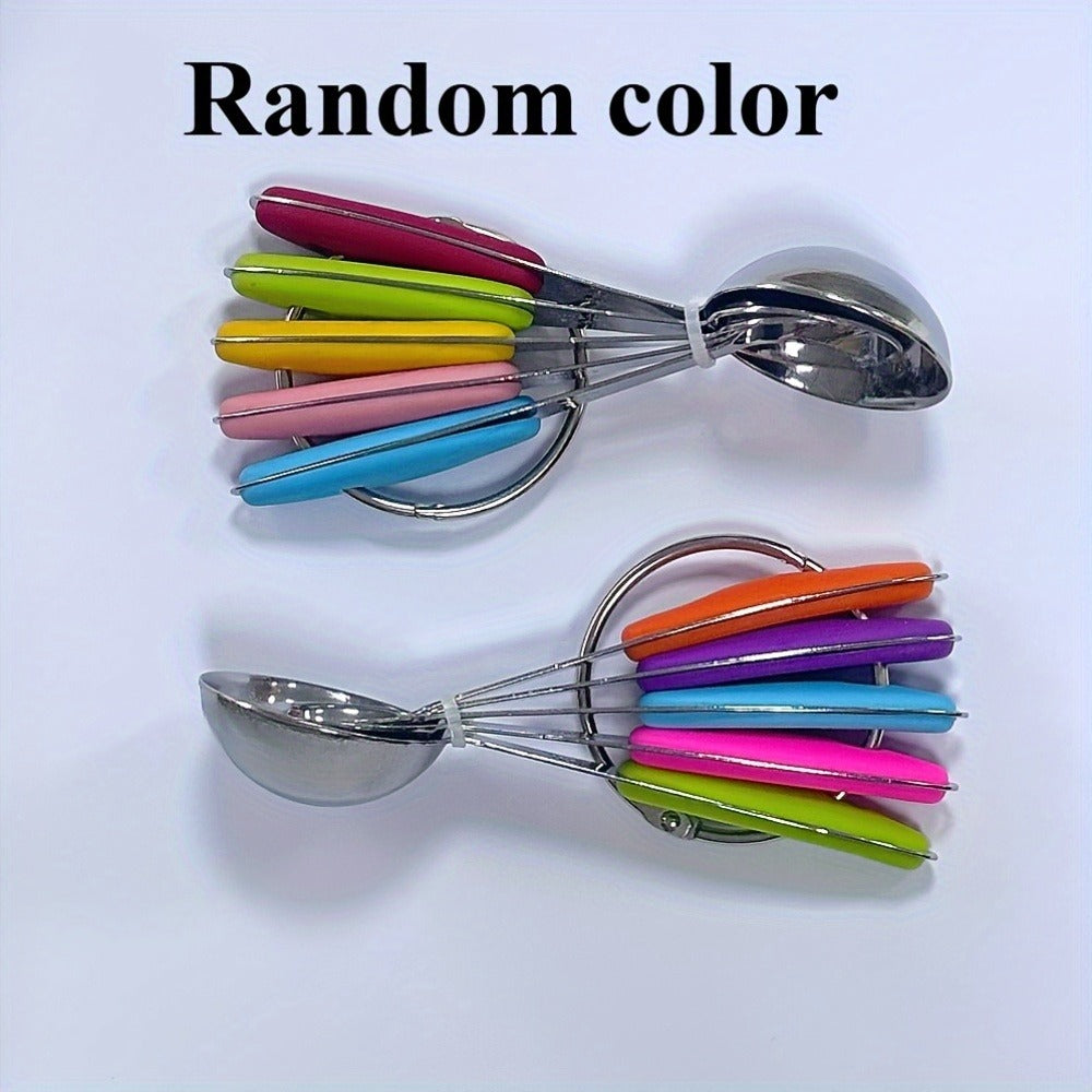 Stainless Steel Measuring Cups and Spoons Set 5pcs with Silicone Handle – Baking & Cooking Kitchen Measurement Tools