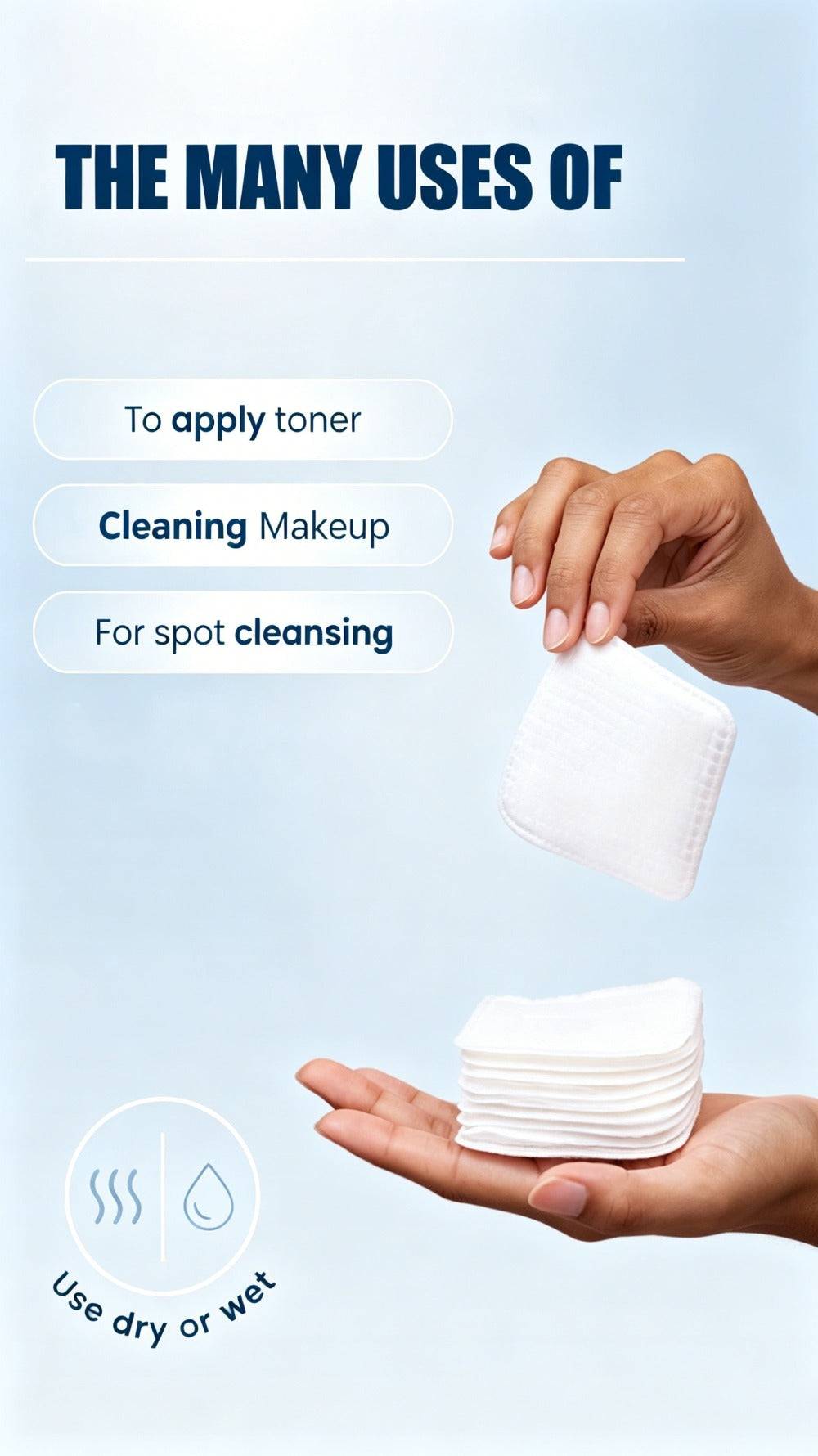 Makeup Remover Pads Disposable 100/200pcs – 3-Layer Thickened Cotton Squares for Face Cleansing, Skincare & Nail Polish Removal