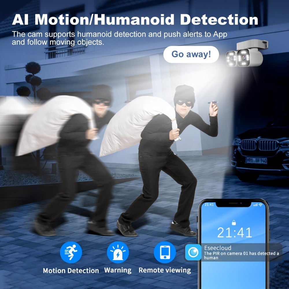 5MP Dual Lens PTZ WiFi Security Camera 360° with AI Motion Detection – Xparkin Full Color Night Vision, Sound & Motion Alerts