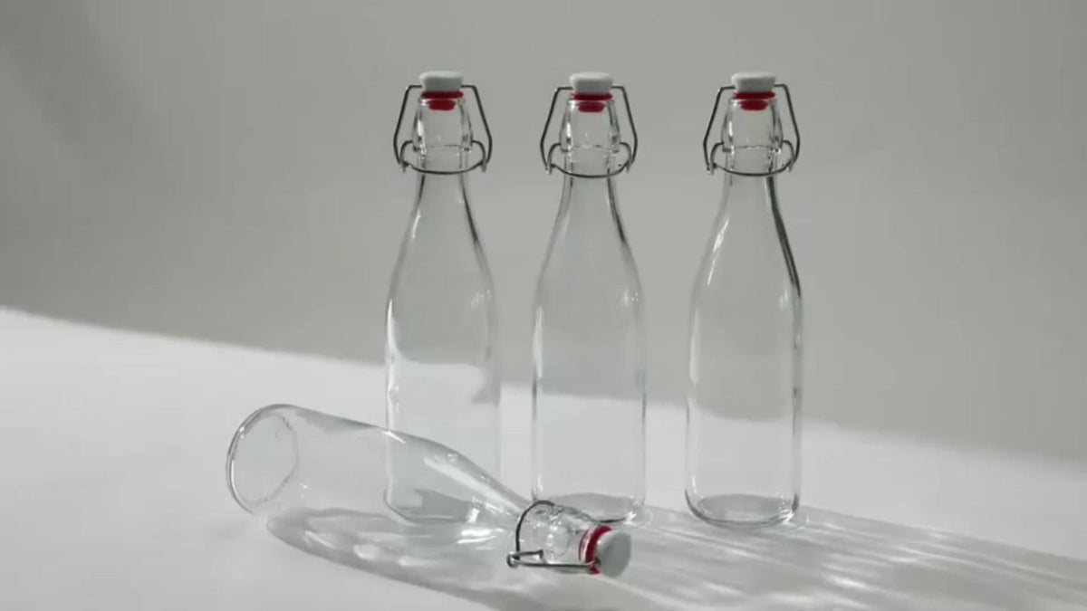 Flip Top Glass Bottles with Stopper 16oz, Airtight Swing Top Bottle for Kombucha, Juice, Vinegar