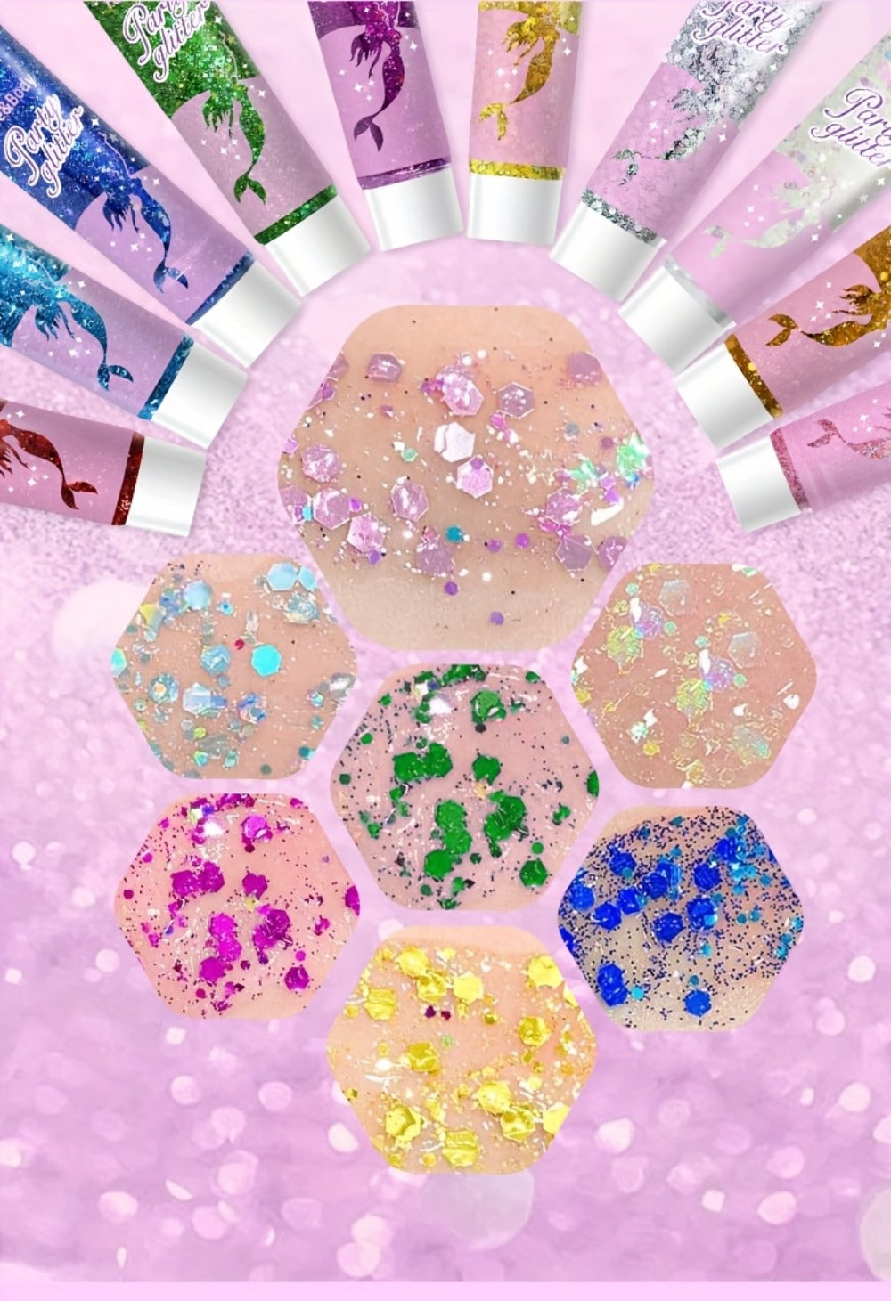 Holographic Glitter Gel Set 10 Colors Cosmetic Grade Face Body Makeup – Festival Rave Cosplay Anime