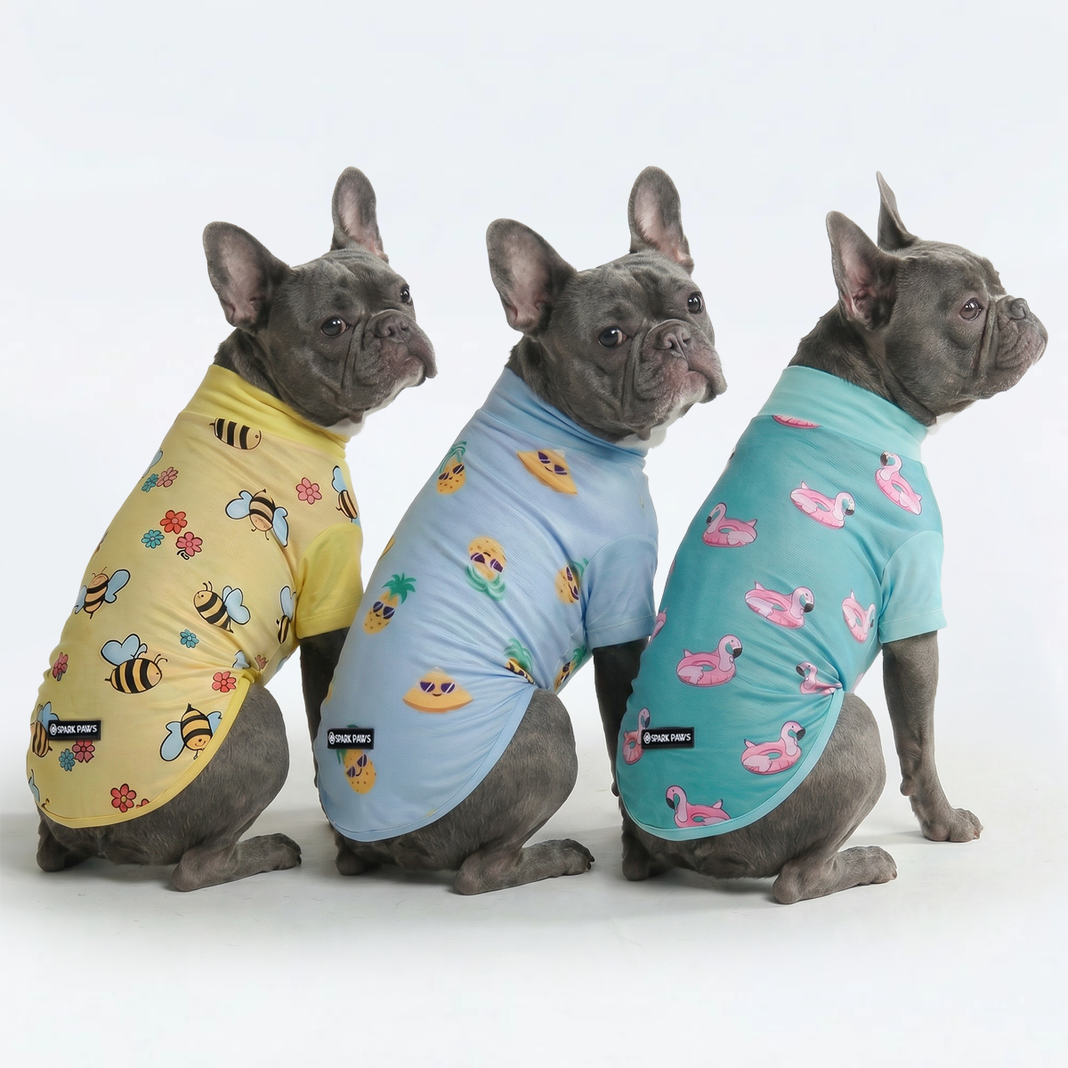 UPF 30 Dog Sun Shirt, Bees Flamingo Pineapple / L