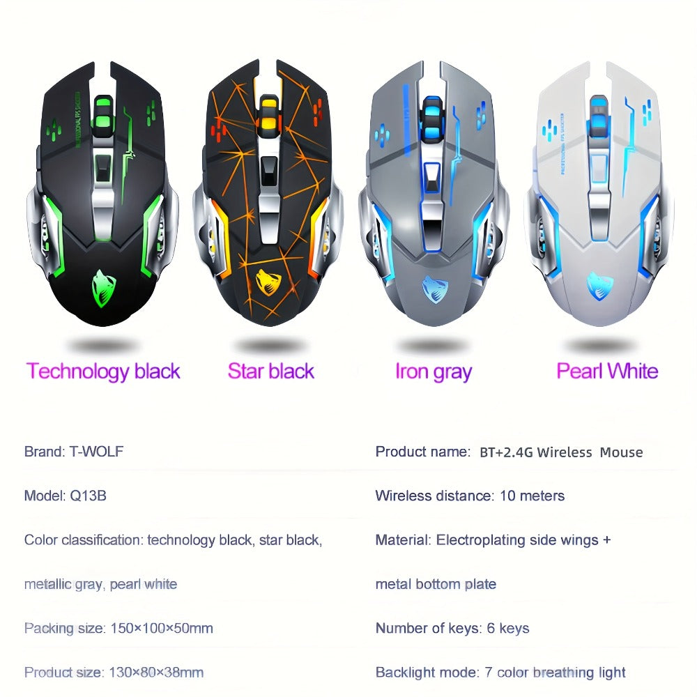 Wireless Gaming Mouse RGB Rechargeable T-WOLF 2.4GHz Large Mouse for PC Laptop Tablet Mac for an Everyday Personal Care Routine