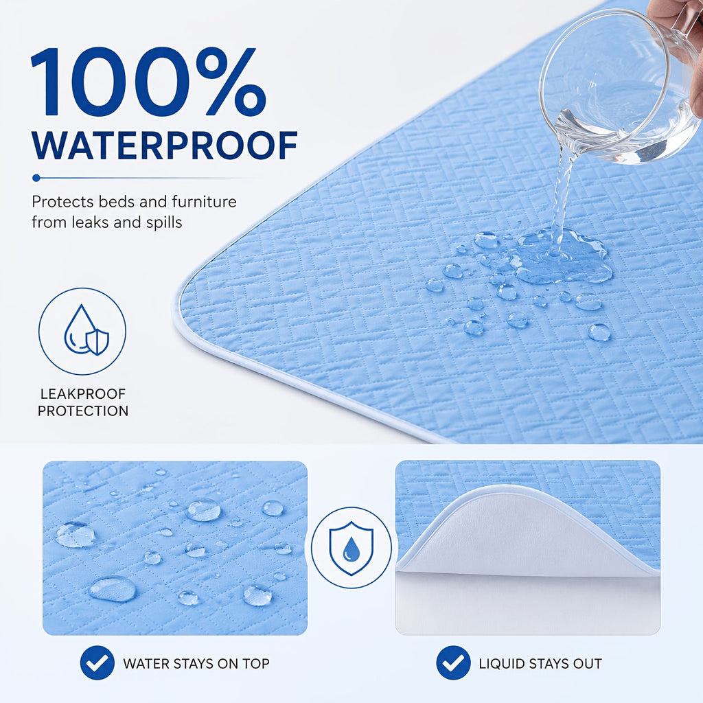 Incontinence Pad Leak Proof Mattress Protector Reusable Cotton Bed Pad for Seniors Elderly for Entryways, Bedrooms and Living Spaces