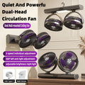 Double Head Air Circulation Fan USB Rechargeable, Desktop & Wall-Mounted 3-Speed Dual-Head Fan with Atmosphere Night Light