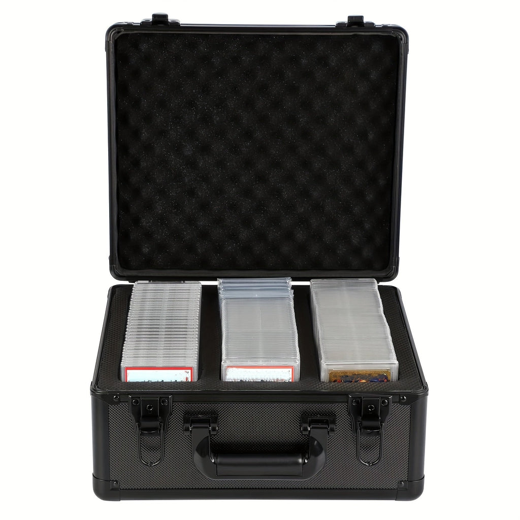 Graded Card Slab Storage Box 3-Compartment for PSA BGS FGS SGC – Premium Black Carrying Case 13.5x11.5x7.1 Inch Protects Slabs and Sleeved