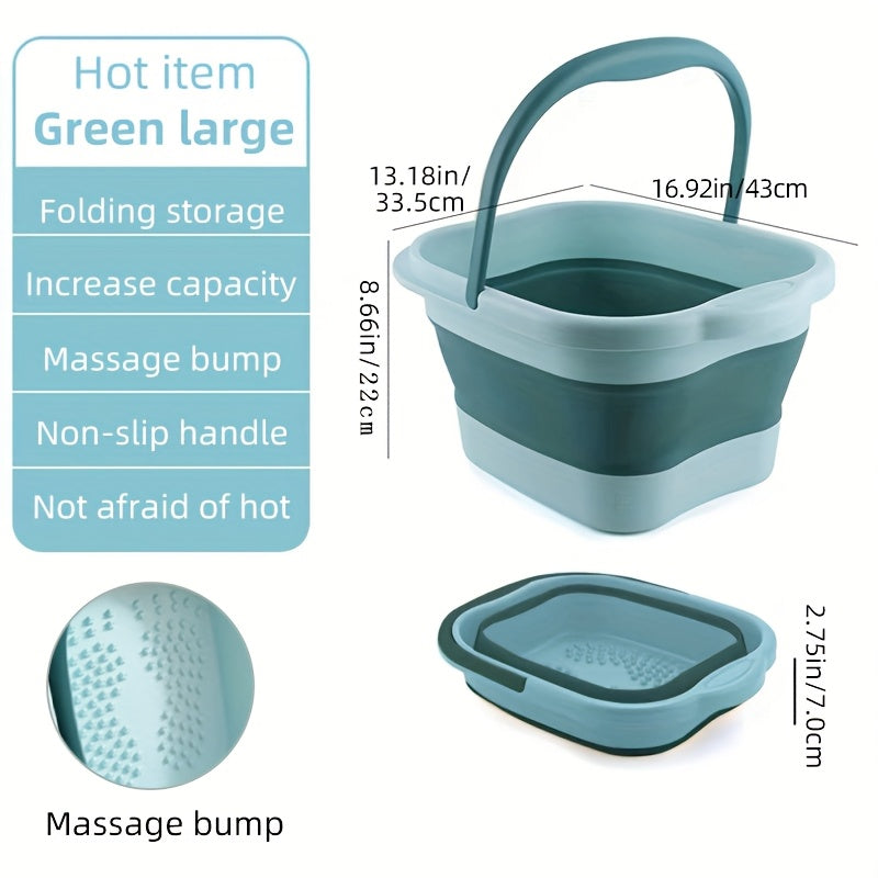 Foldable Foot Bath Tub Collapsible Foot Soak Basin 3.96 Gallon with Carry Handle Portable Pedicure Soaking Tub Space-Saving Easy Clean