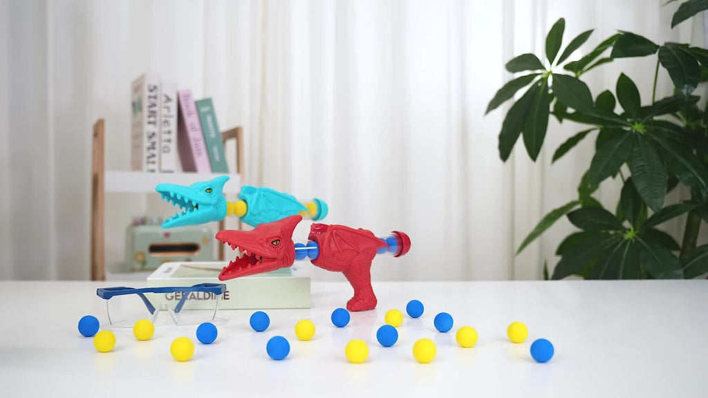 Dinosaur Shooting Game Toy with Sound Light & Spray, Movable Dino Target Launcher Set with Foam Bullets & Goggles for Boys Kids Ages 3+