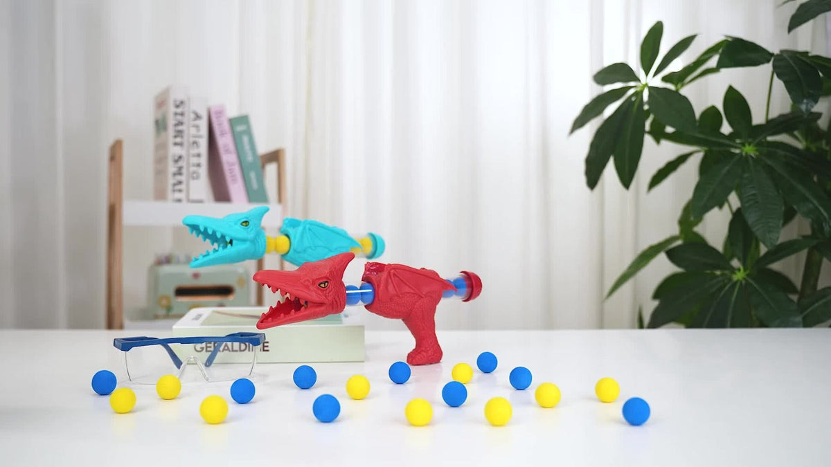 Dinosaur Shooting Game Toy with Sound Light & Spray, Movable Dino Target Launcher Set with Foam Bullets & Goggles for Boys Kids Ages 3+