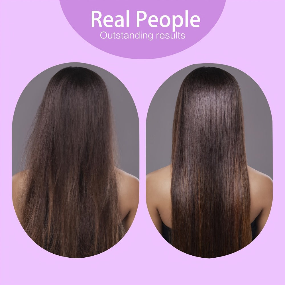 Onion, Biotin and Rosemary-Labeled Shampoo and Conditioner Set in Purple Pump Bottles with Jojoba Oil Wording