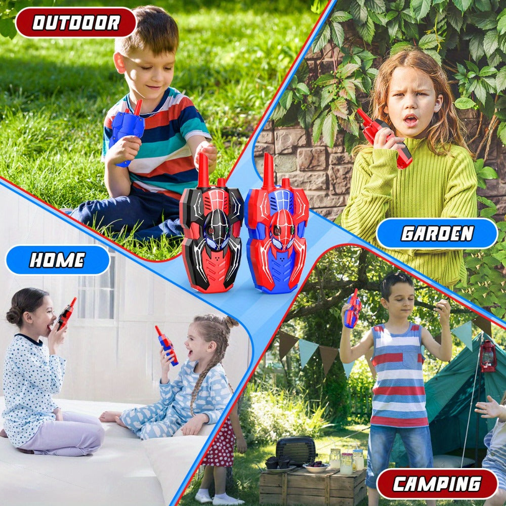 Spider Walkie Talkies for Kids 2-Pack, 2-Way Radio Toy, Grip, Push-to-Talk, Lanyard Hole, Ages 3-12 Boys & Girls