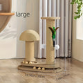 Cat Tree Solid Wood Compact Vertical Cat Climbing Structure with Sisal Scratching Post & Integrated Scratch Board