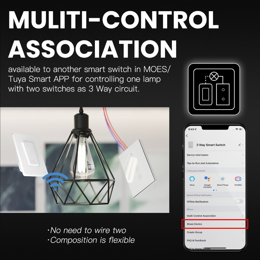 White Star Ring WiFi Wall Switch Three-Pack for Single-Pole or 3-Way Circuits with App, Voice and Timer Control