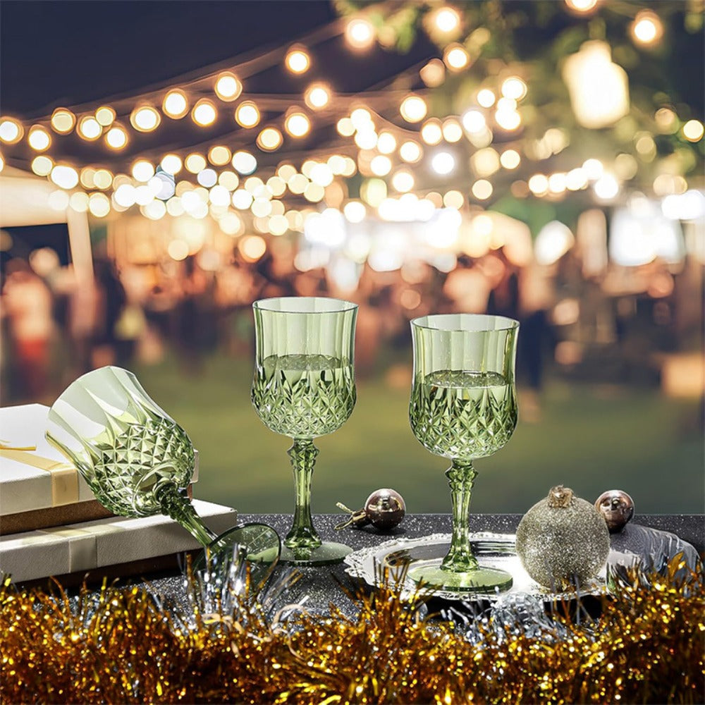 Plastic Crystal Champagne Goblets 48pcs Shatterproof Stackable 7oz Reusable Wine Glasses for Wedding Party Christmas Halloween Elegant