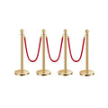 Stanchion Posts with Red Velvet Rope Set – Gold Crowd Control Barrier, for Home, Office and Event Organization