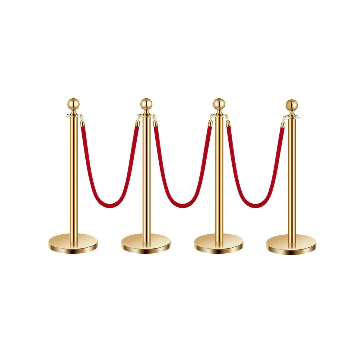 Stanchion Posts with Red Velvet Rope Set – Gold Crowd Control Barrier, for Home, Office and Event Organization