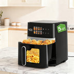 Air Fryer 5 Quart 8-in-1 Electric Hot Air Oven 1350W with LED Touchscreen & 360° Hot Air Circulation