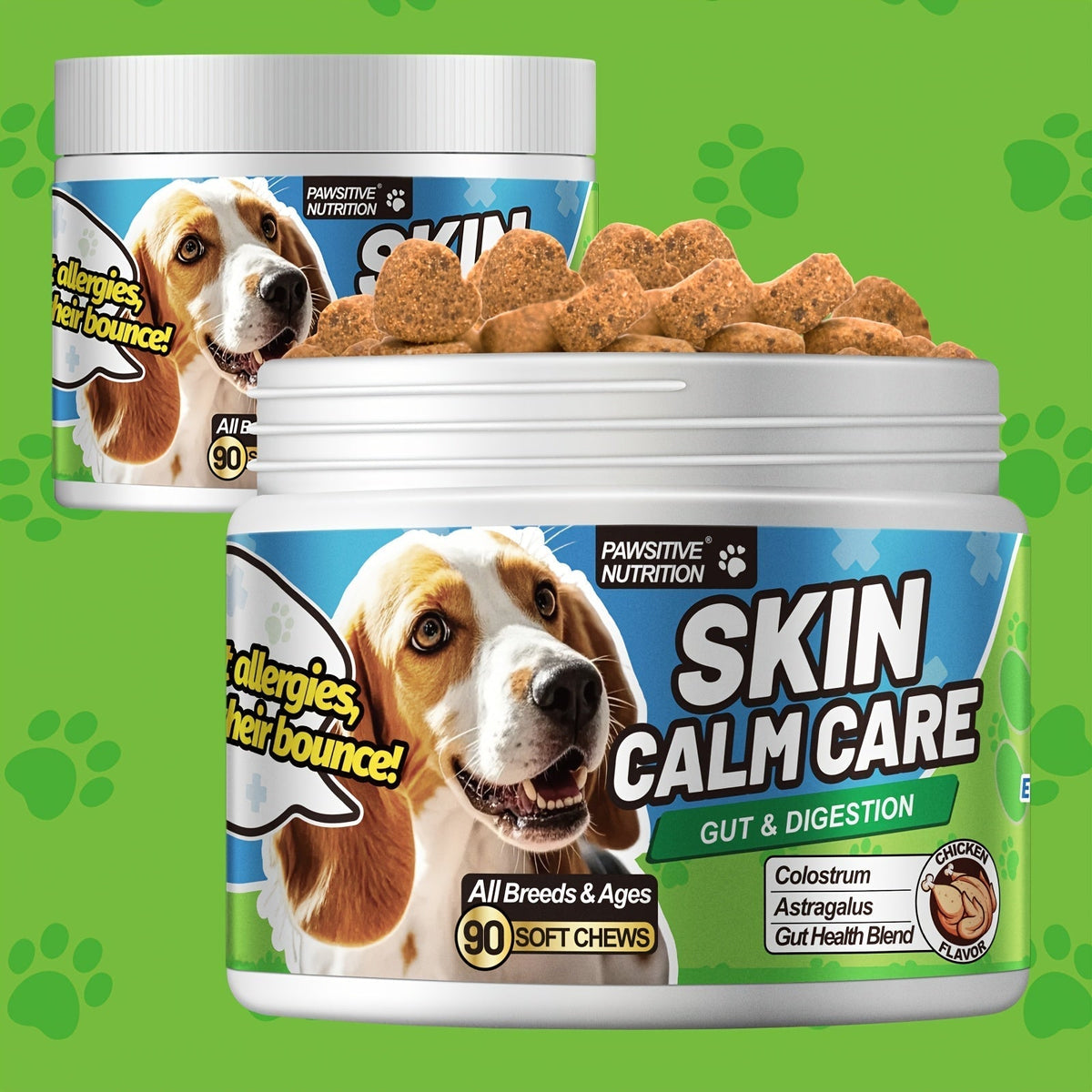 Dog Skin and Digestion Soft Chews with Colostrum, Fermentate and Astragalus, 90-Count Bottle