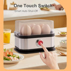Rapid Electric Egg Cooker 6-Egg, 304 Stainless Steel Egg Boiler & Steamer for Hard, Medium & Boiled Eggs