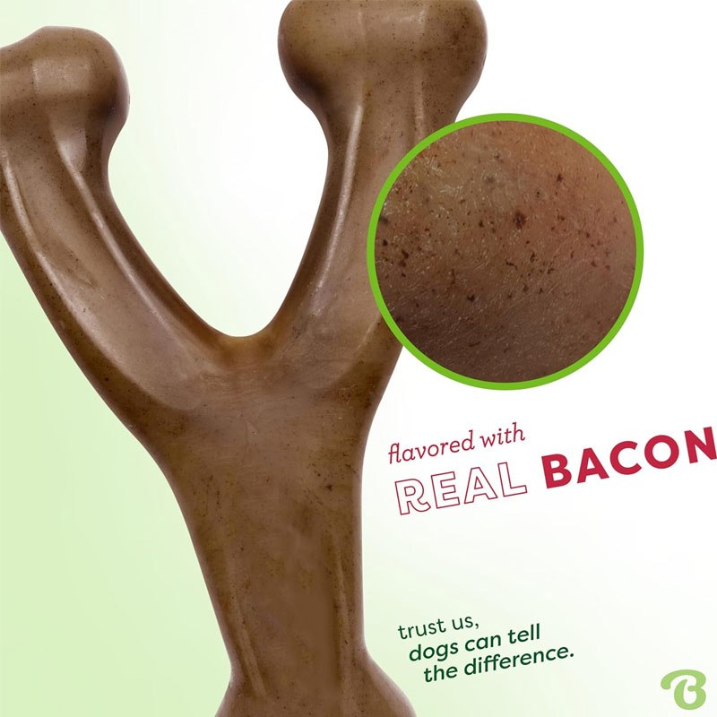 Dog Toy Bacon-Flavored Brown Chew Bone for Solo Chew and Interactive Play with Dogs or Cats