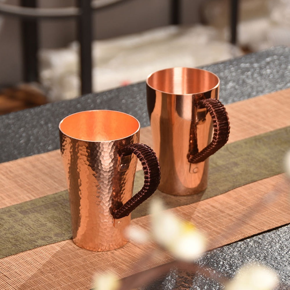 Handcrafted Copper Mug with Hammer Pattern – Pure Copper Coffee Mug, Tea Cup & Water Vessel – Artisan Copper Drinking Cup for Moscow Mule