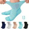 Wide Calf Socks 5 Pairs Loose Top Non-Binding Breathable Crew Socks for Men Women Plus Size for Entryways, Bedrooms and Living Spaces