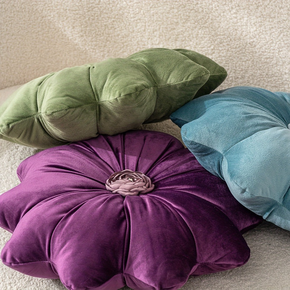 Round Flower Shaped Throw Pillow with Insert 16 Inch Soft Knit Decorative Cushion Machine Washable Zipper for Sofa Bed Car Home Decor 5