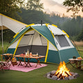 Camping Tent Instant Pop-Up with Dual Doors, Mesh Windows and Green or Beige Size Options for Outdoor Camp Setup