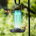 Bird Waterer Outdoor Hanging Glass Wild Bird Water Dispenser with Metal Handle – Gravity Fed Garden Yard Patio Tree Bird Feeder