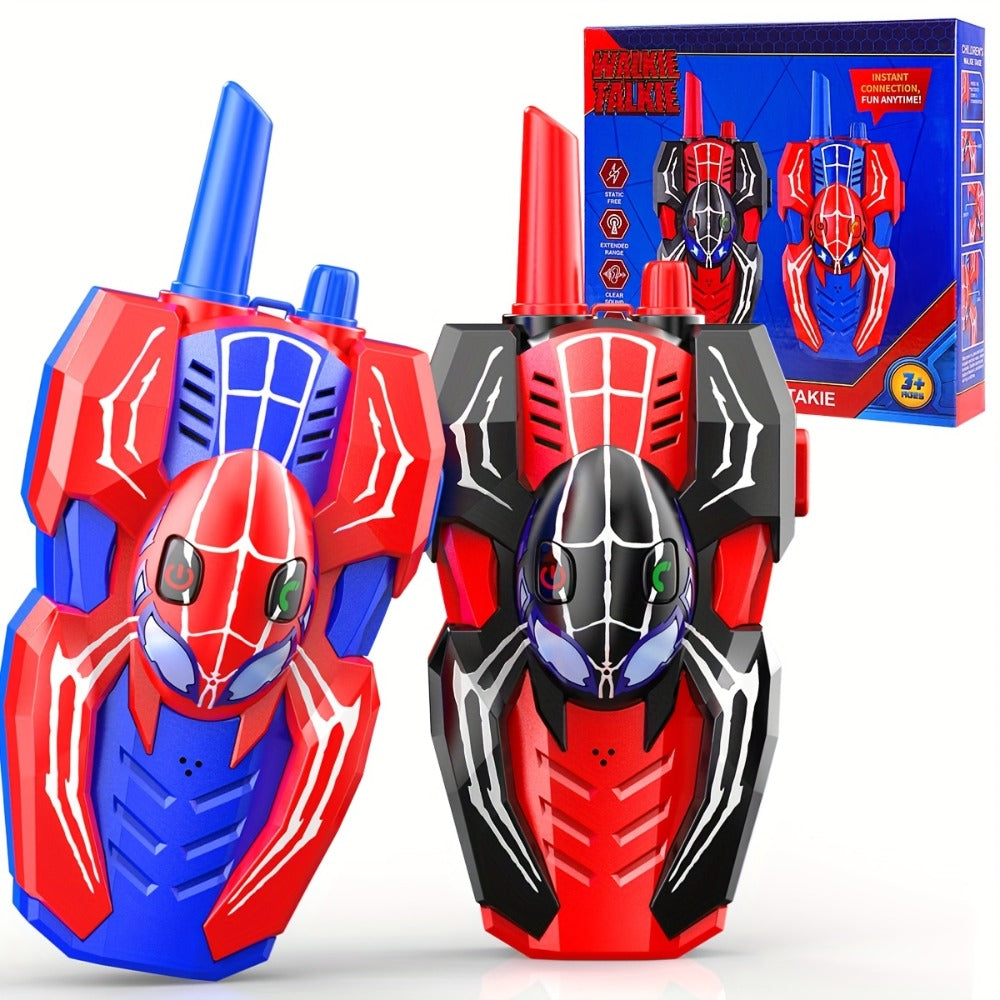 Spider Walkie Talkies for Kids 2-Pack, 2-Way Radio Toy, Grip, Push-to-Talk, Lanyard Hole, Ages 3-12 Boys & Girls