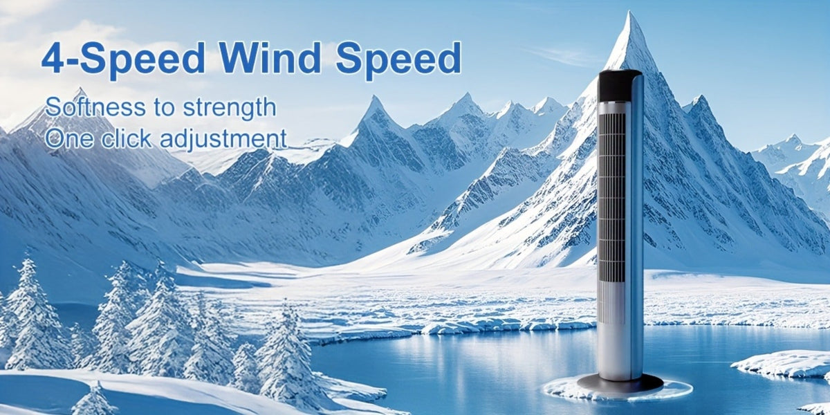 36-Inch Floor-Standing Tower Fan with Remote Control, 9.84-Inch Base and Titanium Gray or Black Finish