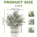Fake Plants Artificial Plants Indoor 4-Pack Small Potted Greenery in Paper Pulp Pots for Entryways, Bedrooms and Living Spaces