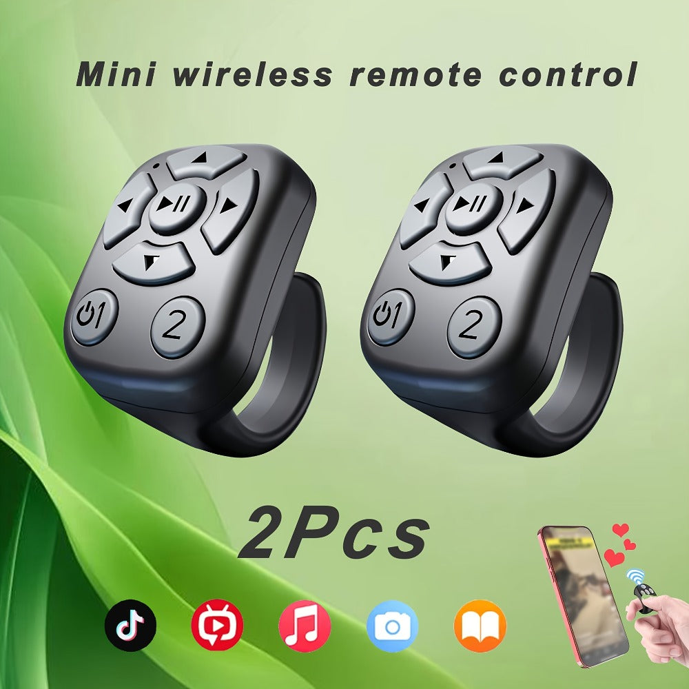 Bluetooth Selfie Remote Ring 2 Pack TikTok Scroll Shutter for iPhone iPad, Hands-Free Photo Capture Video Like Page Turn Music Control
