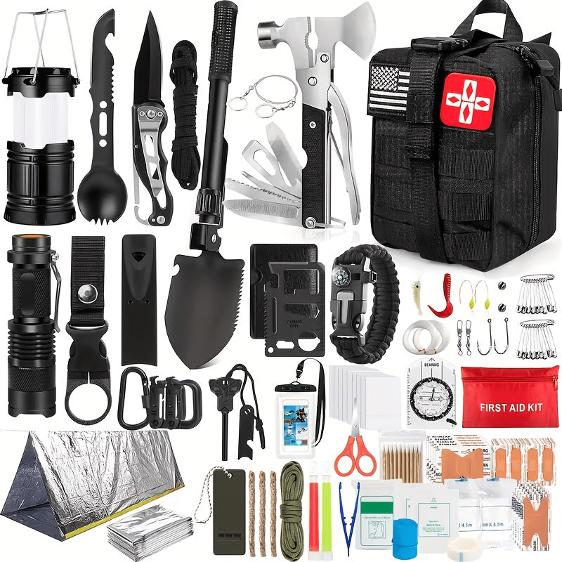 258-Piece Outdoor Tool and First Aid Supply Kit with Five Color-Labeled Molle Pouch Options