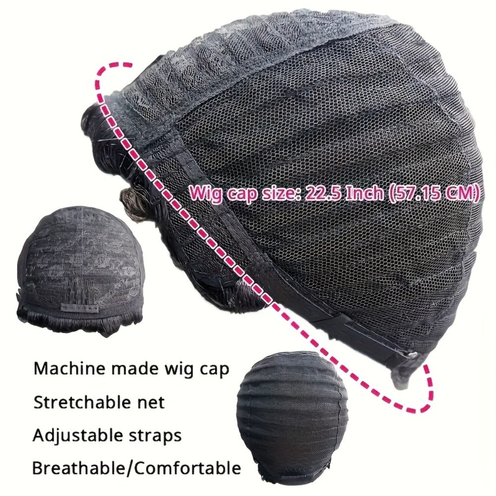 Deep Wave Pixie-Cut Human Hair Wig with Bangs and Short Full Cap in a Black 4-Inch Hair Style