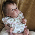 Reborn Baby Doll 18-Inch Cloth Body with Rooted Brown Hair, Open Eyes and One- or Two-Outfit Options