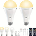 USB-Rechargeable E26 LED Light Bulbs, Two-Pack with Remote, Hanging Hooks, Three Color Controls and Timer Buttons