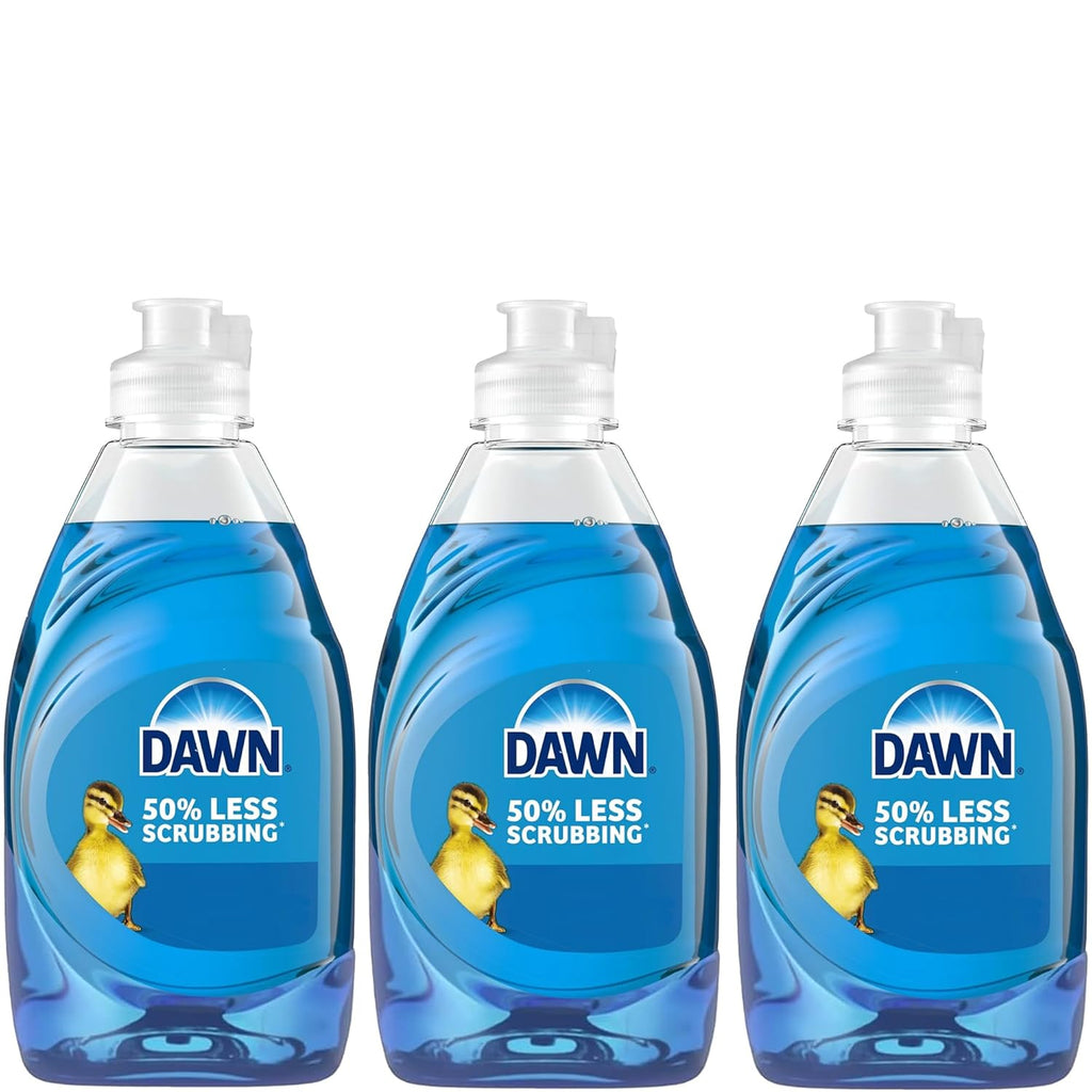 Dawn Ultra Dish Soap Original Scent Value Pack of 3 x 7.5 oz Grease Cutting Dishwashing Liquid for Kitchen Tough Stains Squeaky Clean Dishes
