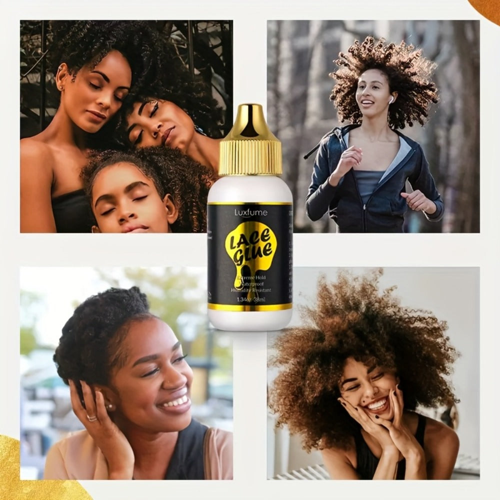 Wig Glue Latex Free 1.28oz Lace Front Traceless Sweat Rain Resistant All Day Wear Sensitive for Home, Travel and Salon Hair Styling