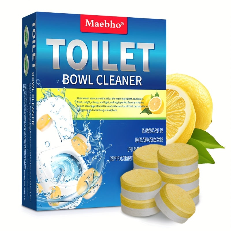 Cleaning Tablets, Lemon Scented Toilet Cleaner Tablets for Stain & Urine Removal, Deodorizing Bowl Cleaner