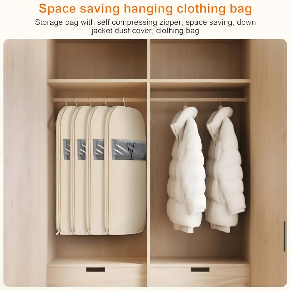 Garment Storage Organizer Bag with Compression Zipper in 35.43 or 43.31 Inch Beige Options