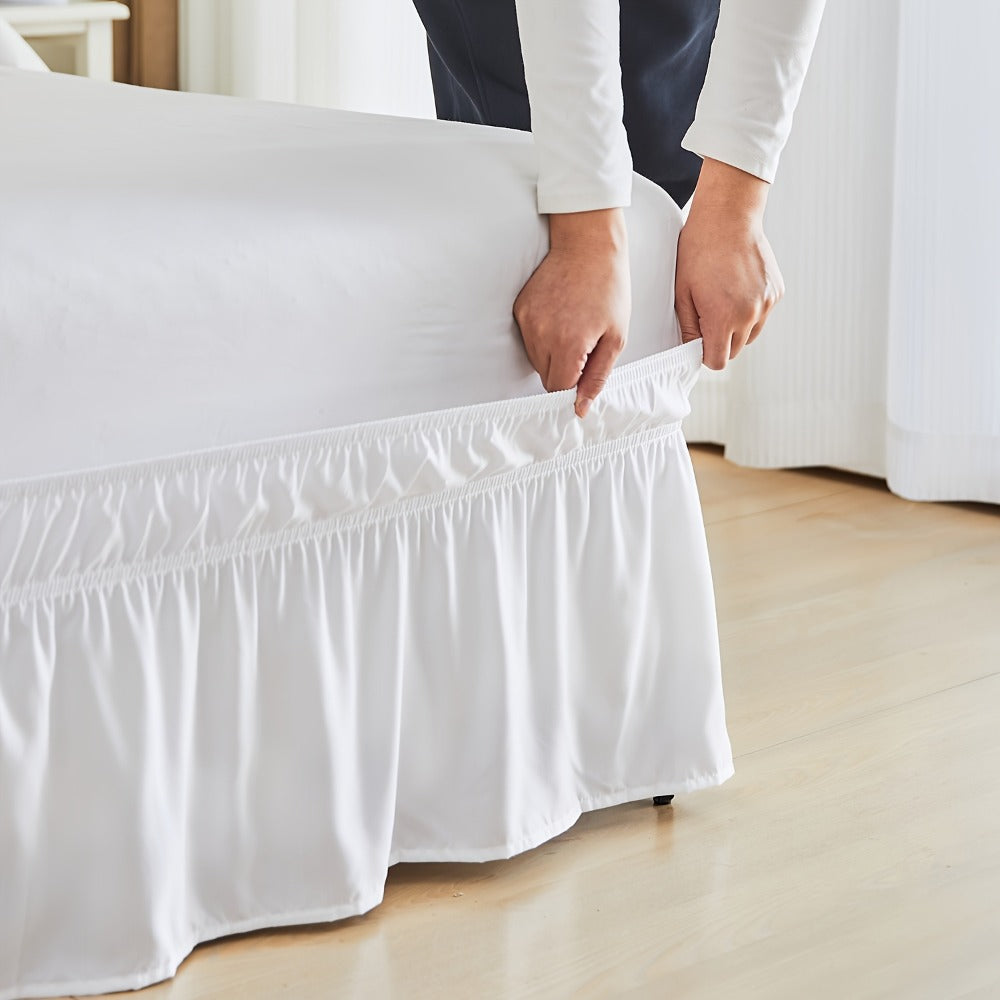 Ruffled Bed Skirt with Adjustable Elastic – Twin Full Queen King, 15-Inch Drop, Machine Washable, 30 Colors